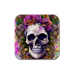 Cute Skulls And Bones Rubber Coaster (square) by GardenOfOphir