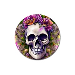 Cute Skulls And Bones Magnet 3  (round) by GardenOfOphir