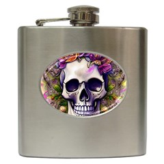 Cute Skulls And Bones Hip Flask (6 Oz) by GardenOfOphir