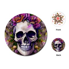 Cute Skulls And Bones Playing Cards Single Design (round)