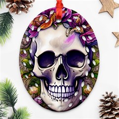 Cute Skulls And Bones Ornament (oval Filigree)