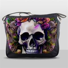 Cute Skulls And Bones Messenger Bag by GardenOfOphir