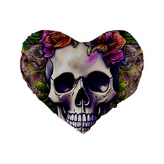 Cute Skulls And Bones Standard 16  Premium Heart Shape Cushions by GardenOfOphir