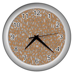 Leaves-013 Wall Clock (silver) by nateshop