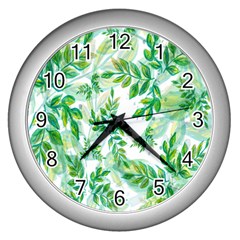 Leaves-37 Wall Clock (silver) by nateshop