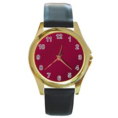 Red Round Gold Metal Watch by nateshop