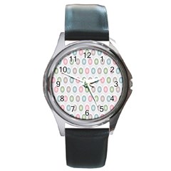 Seamless-pattern-108 Round Metal Watch by nateshop