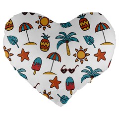 Summer Large 19  Premium Flano Heart Shape Cushions