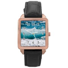 Waves Rose Gold Leather Watch  by nateshop