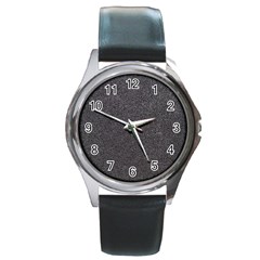 Texture-jeans Round Metal Watch