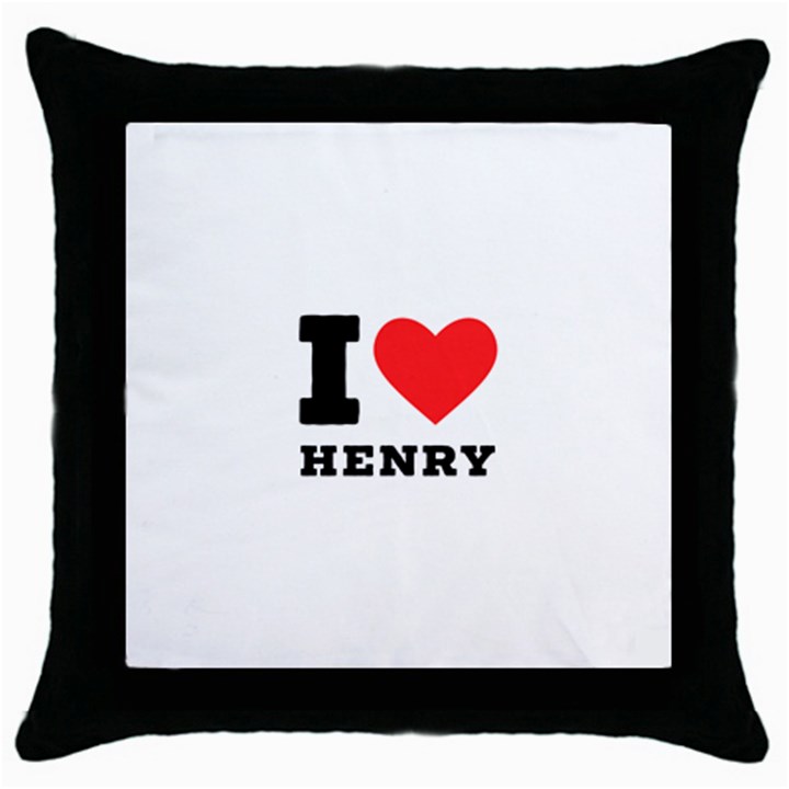 I love henry Throw Pillow Case (Black)