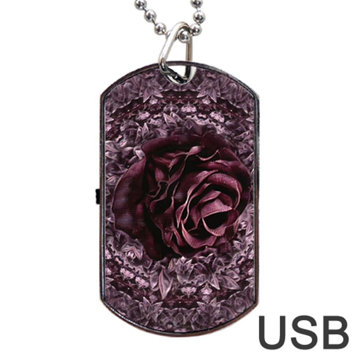 Rose Mandala Dog Tag USB Flash (One Side)