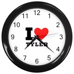 I love tyler Wall Clock (Black) Front