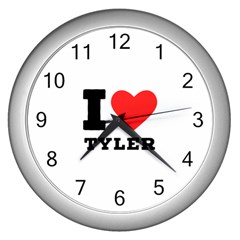 I Love Tyler Wall Clock (silver) by ilovewhateva