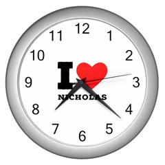 I Love Nicholas Wall Clock (silver) by ilovewhateva