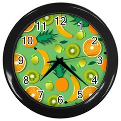 Fruit Tropical Pattern Design Art Wall Clock (black) by danenraven