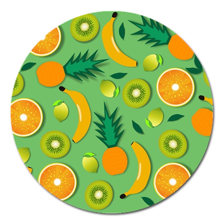 Fruit Tropical Pattern Design Art Magnet 5  (Round)