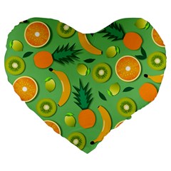 Fruit Tropical Pattern Design Art Large 19  Premium Flano Heart Shape Cushions by danenraven