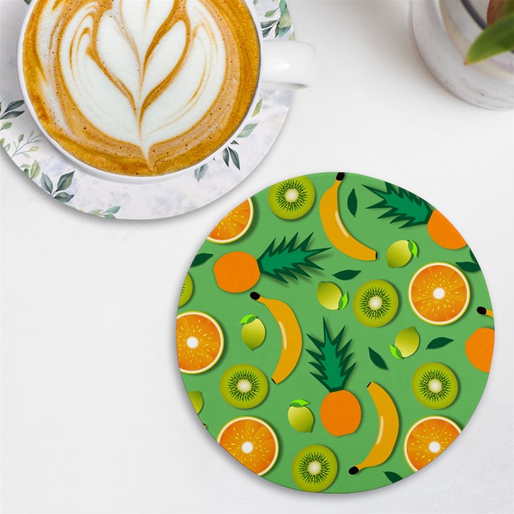 Fruit Tropical Pattern Design Art UV Print Round Tile Coaster