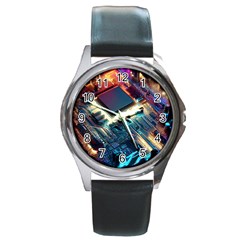 Ai Generated Motherboard City Technology Tech Cpu Round Metal Watch