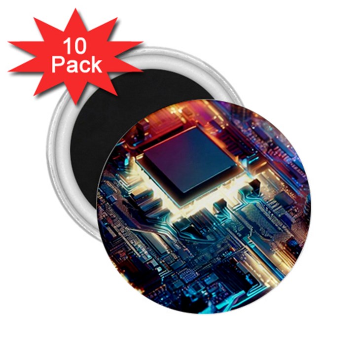 Ai Generated Motherboard City Technology Tech Cpu 2.25  Magnets (10 pack) 