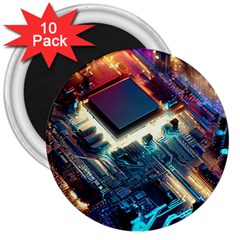 Ai Generated Motherboard City Technology Tech Cpu 3  Magnets (10 Pack) 