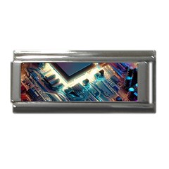 Ai Generated Motherboard City Technology Tech Cpu Superlink Italian Charm (9mm) by Jancukart