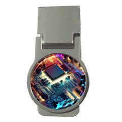 Ai Generated Motherboard City Technology Tech Cpu Money Clips (round)  by Jancukart