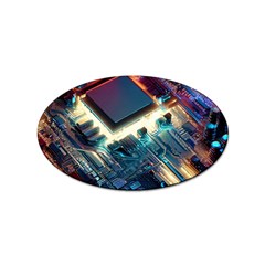 Ai Generated Motherboard City Technology Tech Cpu Sticker (oval) by Jancukart