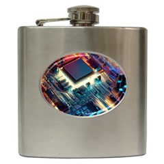 Ai Generated Motherboard City Technology Tech Cpu Hip Flask (6 Oz)