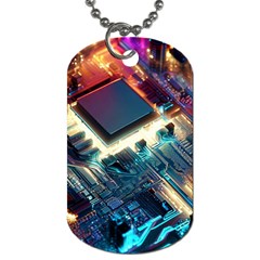 Ai Generated Motherboard City Technology Tech Cpu Dog Tag (two Sides)