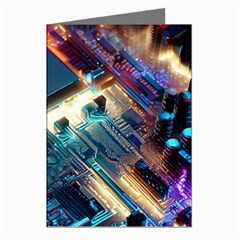 Ai Generated Motherboard City Technology Tech Cpu Greeting Cards (pkg Of 8)