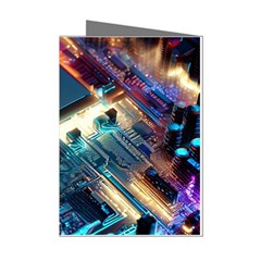 Ai Generated Motherboard City Technology Tech Cpu Mini Greeting Cards (pkg Of 8) by Jancukart