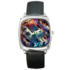 Ai Generated Motherboard City Technology Tech Cpu Square Metal Watch