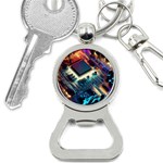 Ai Generated Motherboard City Technology Tech Cpu Bottle Opener Key Chain Front