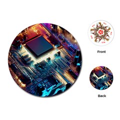 Ai Generated Motherboard City Technology Tech Cpu Playing Cards Single Design (round) by Jancukart