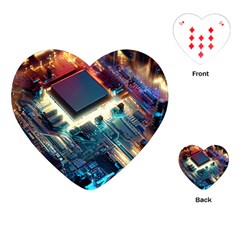 Ai Generated Motherboard City Technology Tech Cpu Playing Cards Single Design (heart) by Jancukart