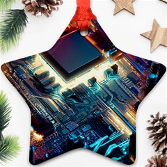 Ai Generated Motherboard City Technology Tech Cpu Star Ornament (two Sides) by Jancukart