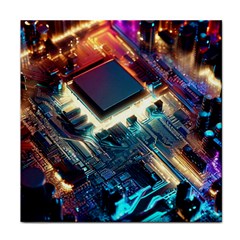 Ai Generated Motherboard City Technology Tech Cpu Face Towel by Jancukart