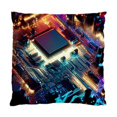 Ai Generated Motherboard City Technology Tech Cpu Standard Cushion Case (one Side) by Jancukart