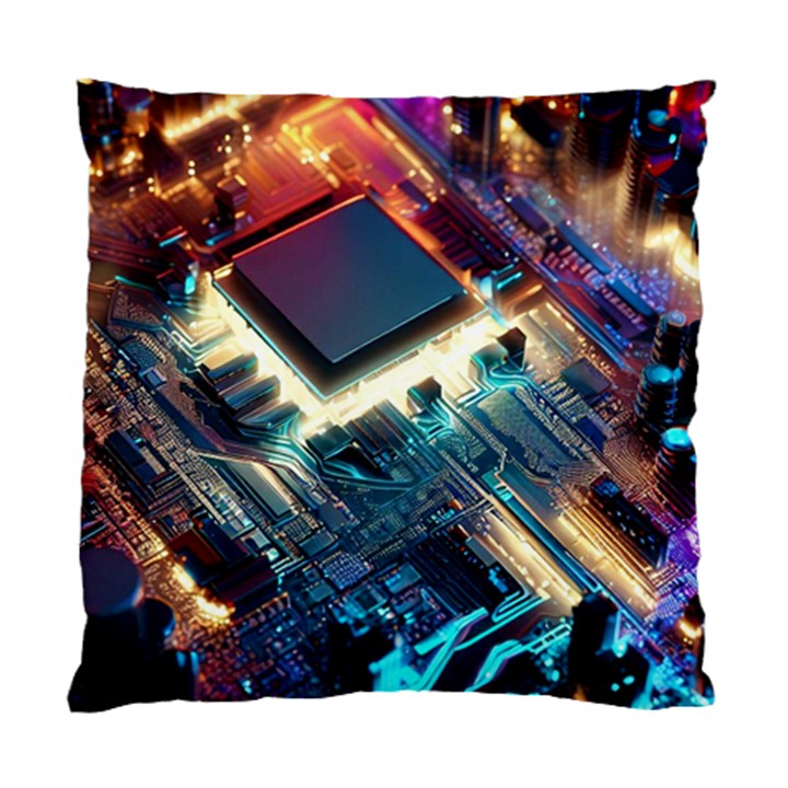 Ai Generated Motherboard City Technology Tech Cpu Standard Cushion Case (Two Sides)