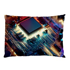 Ai Generated Motherboard City Technology Tech Cpu Pillow Case by Jancukart