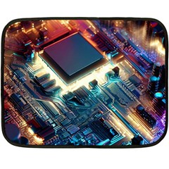 Ai Generated Motherboard City Technology Tech Cpu Fleece Blanket (mini)