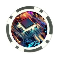 Ai Generated Motherboard City Technology Tech Cpu Poker Chip Card Guard (10 Pack)