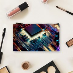 Ai Generated Motherboard City Technology Tech Cpu Cosmetic Bag (small)