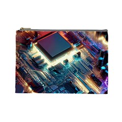 Ai Generated Motherboard City Technology Tech Cpu Cosmetic Bag (large) by Jancukart