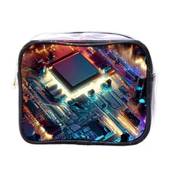 Ai Generated Motherboard City Technology Tech Cpu Mini Toiletries Bag (one Side) by Jancukart