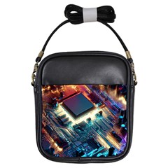 Ai Generated Motherboard City Technology Tech Cpu Girls Sling Bag by Jancukart