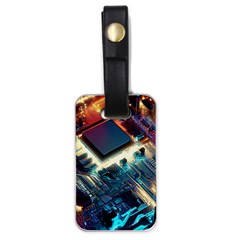 Ai Generated Motherboard City Technology Tech Cpu Luggage Tag (one Side)