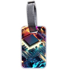 Ai Generated Motherboard City Technology Tech Cpu Luggage Tag (two Sides)